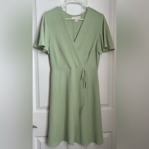 Chic Sage Green Wrap Midi Dress